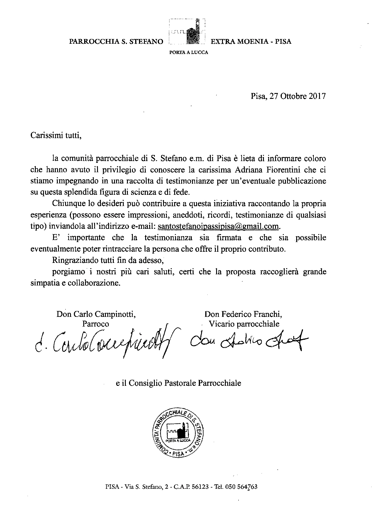 Raccolta di testimonianze su Adriana Fiorentini